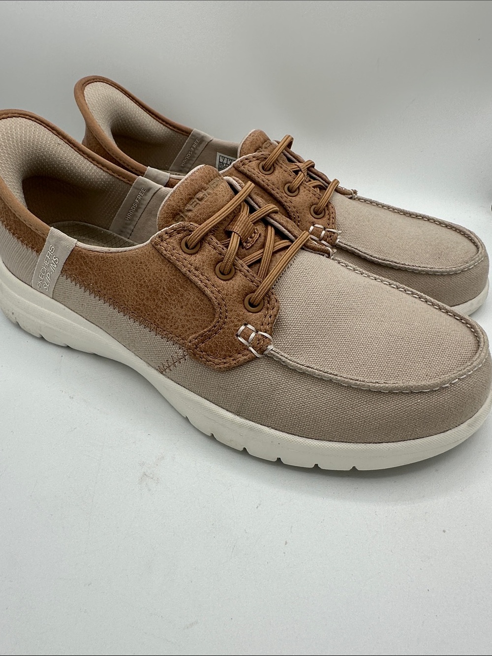 Skechers Hands Free Slip-ins® On-The-GO® Flex Radiant - Sandy boat shoes, size 7